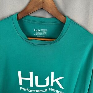 Huk Performance Fishing Long Sleeve T-Shirt Teal XXL Men's Sun Protection